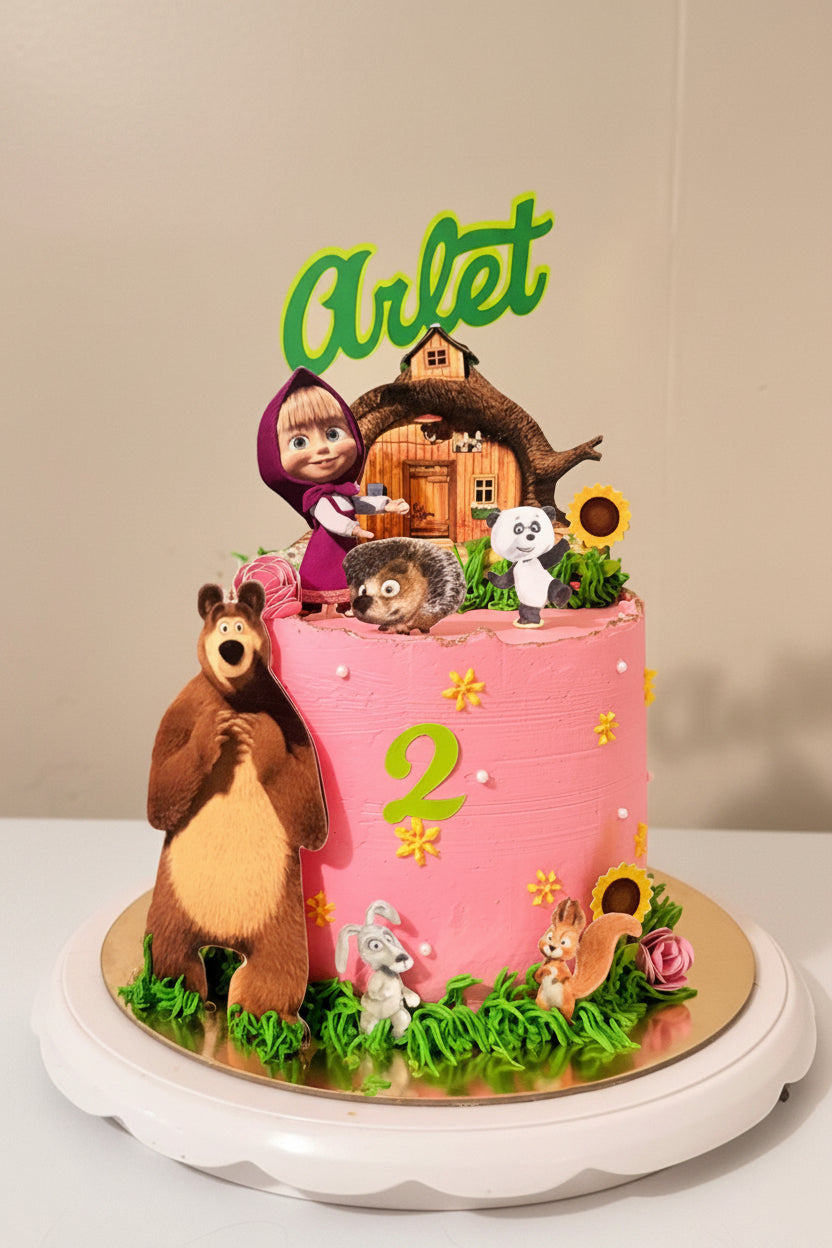 Personalized Masha and the Bear Cake Topper